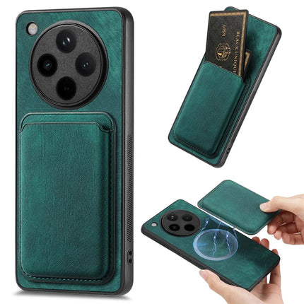 For Oppo Find X8 Pro 5G Case Retro Leather+TPU Phone Cover with Detachable Card Slot - Green