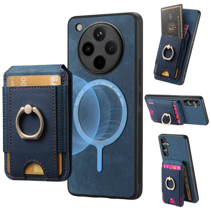 For Oppo Find X8 Pro 5G Case with Detachable Card Holder Kickstand Leather Back Cover - Blue