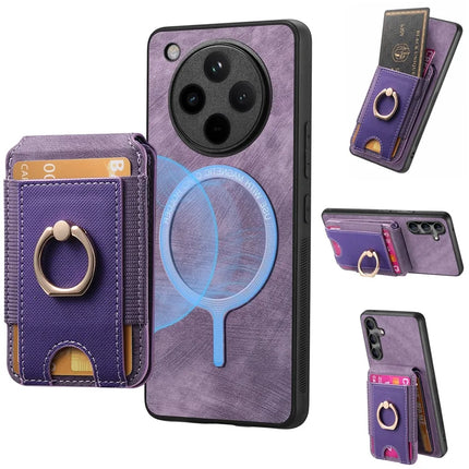 For Oppo Find X8 Pro 5G Case with Detachable Card Holder Kickstand Leather Back Cover - Purple