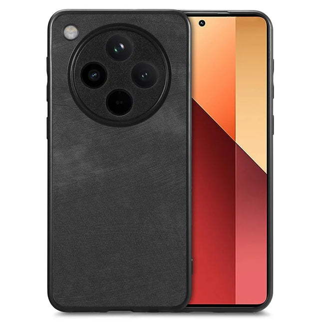 For Oppo Find X8 Pro 5G Case Retro Leather + TPU Shockproof Protective Phone Cover - Black