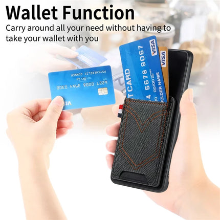 For Oppo Find X8 Pro 5G Phone Case Retro Jean Cloth Texture Leather Back Cover Card Holder