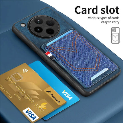 For Oppo Find X8 Pro 5G Phone Case Retro Jean Cloth Texture Leather Back Cover Card Holder