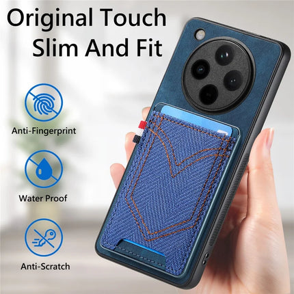 For Oppo Find X8 Pro 5G Phone Case Retro Jean Cloth Texture Leather Back Cover Card Holder