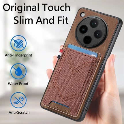 For Oppo Find X8 Pro 5G Phone Case Retro Jean Cloth Texture Leather Back Cover Card Holder