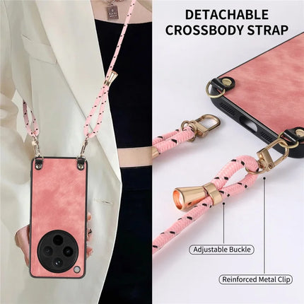 For Oppo Find X8 Pro 5G Case Retro Texture Leather Coated PC+TPU Phone Cover with Hanging Rope