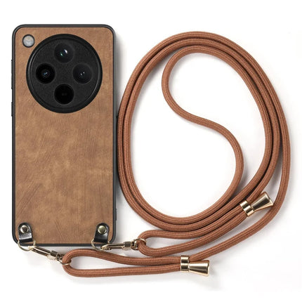 For Oppo Find X8 Pro 5G Case Retro Texture Leather Coated PC+TPU Phone Cover with Hanging Rope