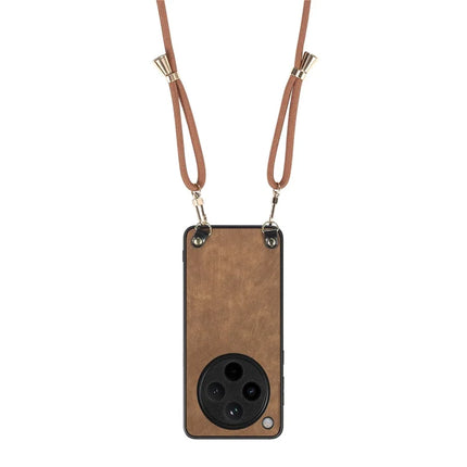For Oppo Find X8 Pro 5G Case Retro Texture Leather Coated PC+TPU Phone Cover with Hanging Rope