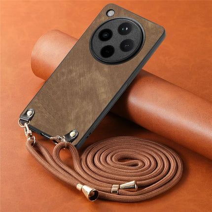 For Oppo Find X8 Pro 5G Case Retro Texture Leather Coated PC+TPU Phone Cover with Hanging Rope