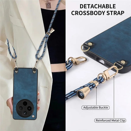 For Oppo Find X8 Pro 5G Case Retro Texture Leather Coated PC+TPU Phone Cover with Hanging Rope