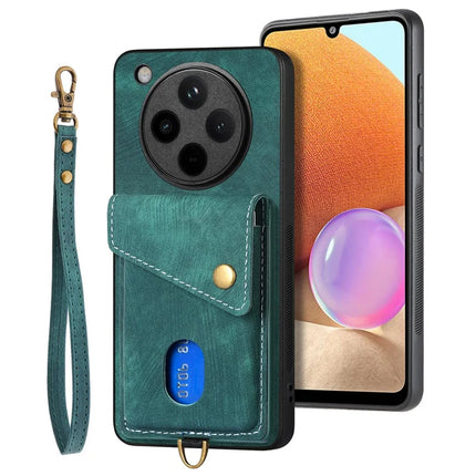 For Oppo Find X8 Pro 5G Case Leather+TPU Back Cover with Card Slot Kickstand - Green