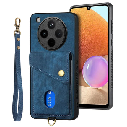 For Oppo Find X8 Pro 5G Case Leather+TPU Back Cover with Card Slot Kickstand - Blue