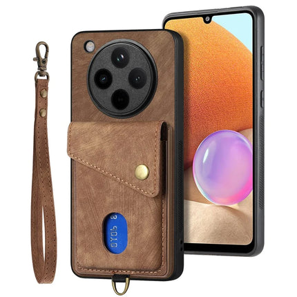 For Oppo Find X8 Pro 5G Case Leather+TPU Back Cover with Card Slot Kickstand - Brown