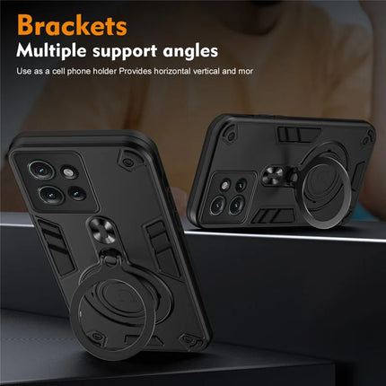 For Motorola Edge 50 5G Case Rotatable Kickstand PC+TPU Drop Protection Phone Cover