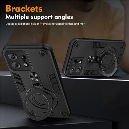For Motorola Edge 50 Pro 5G Case Rotatable Kickstand PC+TPU Drop Protection Phone Cover