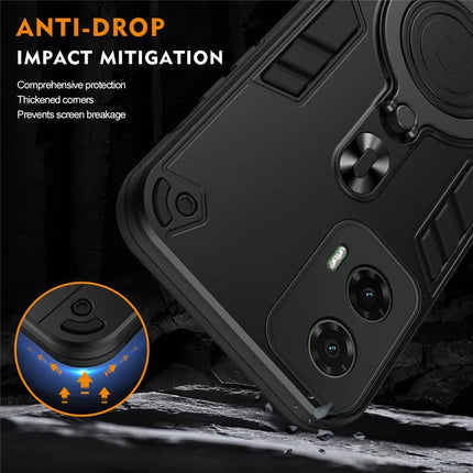 For Motorola Moto G35 5G Case Rotatable Kickstand PC+TPU Drop Protection Phone Cover