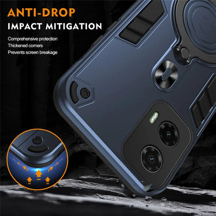 For Motorola Moto G35 5G Case Rotatable Kickstand PC+TPU Drop Protection Phone Cover