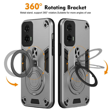 For Motorola Moto G35 5G Case Rotatable Kickstand PC+TPU Drop Protection Phone Cover