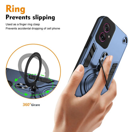 For Motorola Moto G55 5G Case Rotatable Kickstand PC+TPU Drop Protection Phone Cover