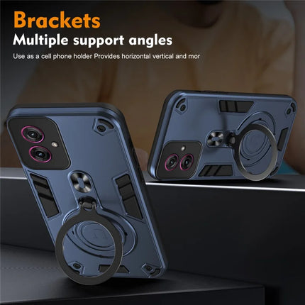 For Motorola Moto G55 5G Case Rotatable Kickstand PC+TPU Drop Protection Phone Cover