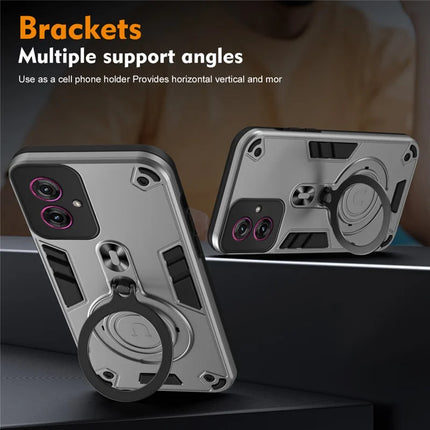 For Motorola Moto G55 5G Case Rotatable Kickstand PC+TPU Drop Protection Phone Cover