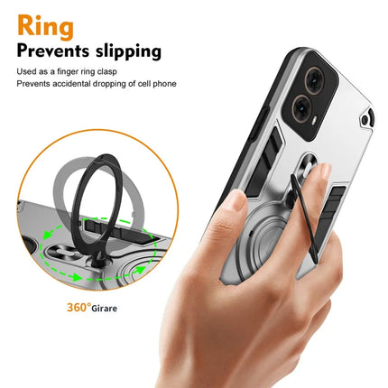 For Motorola Moto G85 5G / S50 Neo 5G Case Rotatable Kickstand PC+TPU Drop Protection Phone Cover