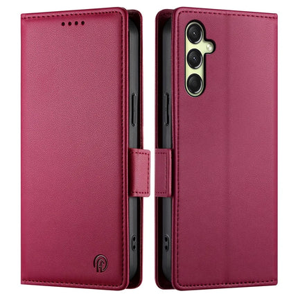 DF-010 For Samsung Galaxy A26 5G Stand Case PU Leather Wallet Phone Cover - Wine Red