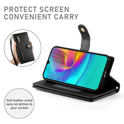 DF-011 For Samsung Galaxy A26 5G Case Zipper Pocket Wallet Leather Phone Cover with Straps