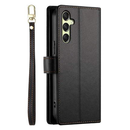 DF-011 For Samsung Galaxy A26 5G Case Zipper Pocket Wallet Leather Phone Cover with Straps
