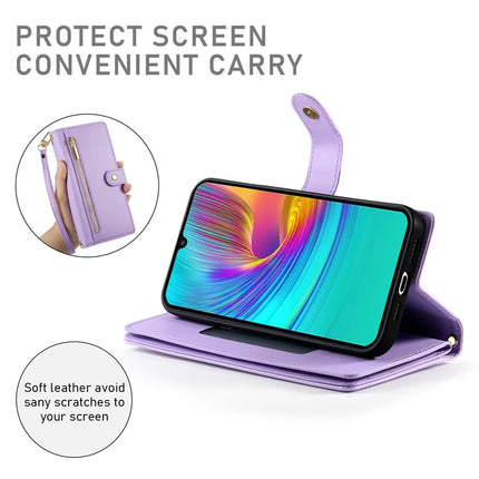 DF-011 For Samsung Galaxy A26 5G Case Zipper Pocket Wallet Leather Phone Cover with Straps