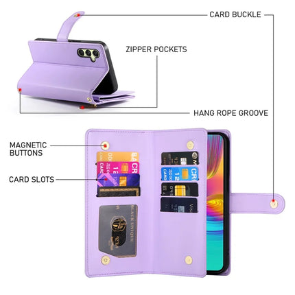 DF-011 For Samsung Galaxy A26 5G Case Zipper Pocket Wallet Leather Phone Cover with Straps