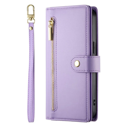 DF-011 For Samsung Galaxy A26 5G Case Zipper Pocket Wallet Leather Phone Cover with Straps