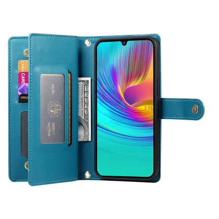 DF-011 For Samsung Galaxy A26 5G Case Zipper Pocket Wallet Leather Phone Cover with Straps