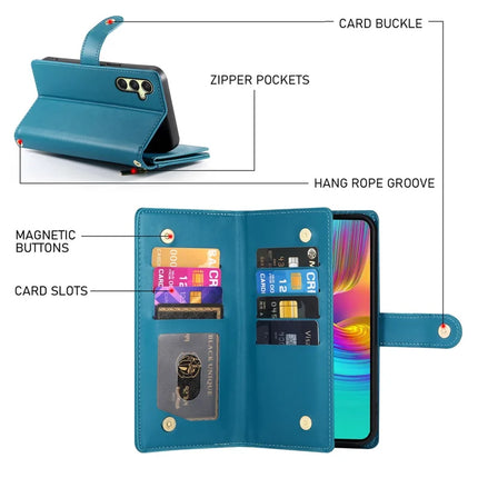 DF-011 For Samsung Galaxy A26 5G Case Zipper Pocket Wallet Leather Phone Cover with Straps