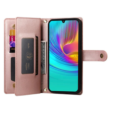 DF-011 For Samsung Galaxy A26 5G Case Zipper Pocket Wallet Leather Phone Cover with Straps
