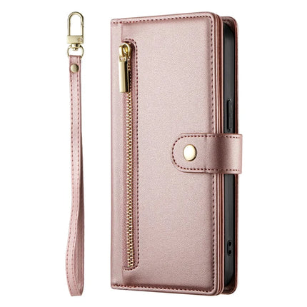 DF-011 For Samsung Galaxy A26 5G Case Zipper Pocket Wallet Leather Phone Cover with Straps