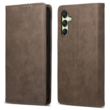 DF-05 For Samsung Galaxy A26 5G Wallet Case RFID Blocking PU Leather Phone Cover - Brown