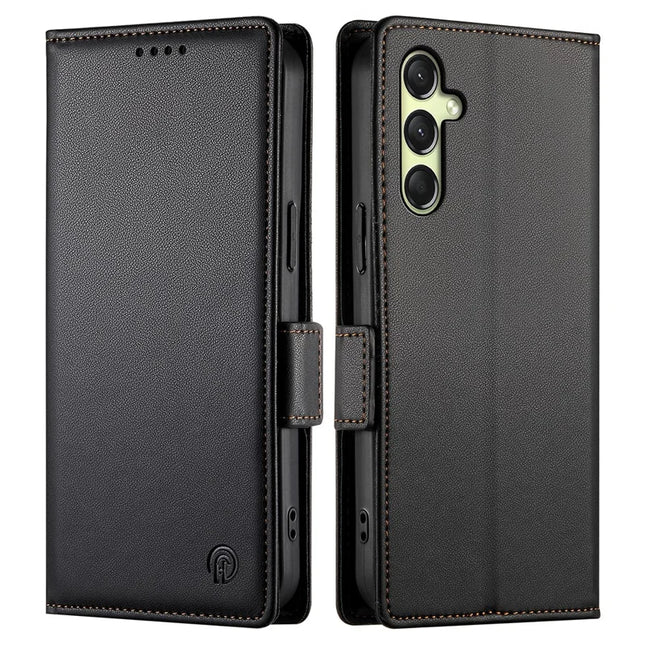 DF-010 For Samsung Galaxy A36 5G Stand Case PU Leather Wallet Phone Cover - Black