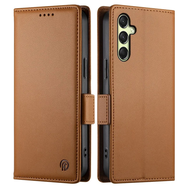 DF-010 For Samsung Galaxy A36 5G Stand Case PU Leather Wallet Phone Cover - Brown