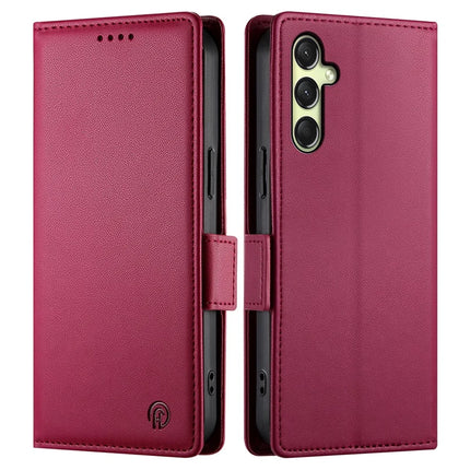 DF-010 For Samsung Galaxy A36 5G Stand Case PU Leather Wallet Phone Cover - Wine Red