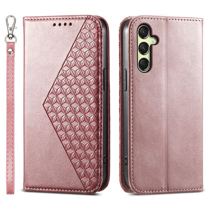 For Samsung Galaxy A36 5G Case Calf Texture PU Leather Phone Cover with Wallet - Rose Gold