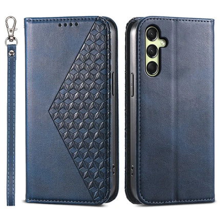For Samsung Galaxy A36 5G Case Calf Texture PU Leather Phone Cover with Wallet - Blue