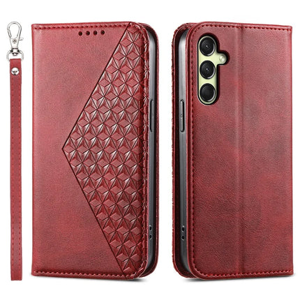 For Samsung Galaxy A36 5G Case Calf Texture PU Leather Phone Cover with Wallet - Red