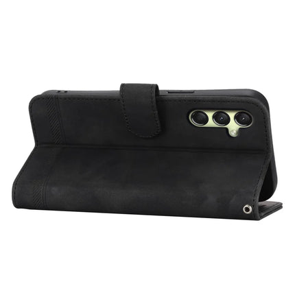 DIERFENG DF-03 For Samsung Galaxy A36 5G Leather Case Lines Imprint Wallet Phone Cover