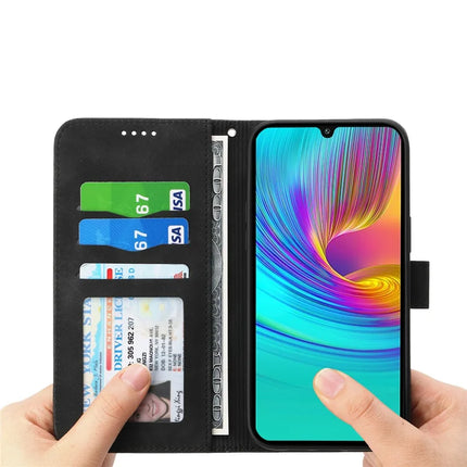 DIERFENG DF-03 For Samsung Galaxy A36 5G Leather Case Lines Imprint Wallet Phone Cover