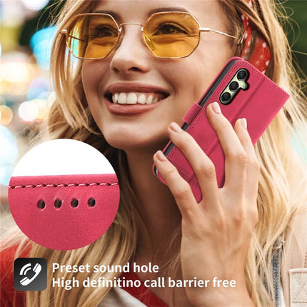 DIERFENG DF-03 For Samsung Galaxy A36 5G Leather Case Lines Imprint Wallet Phone Cover