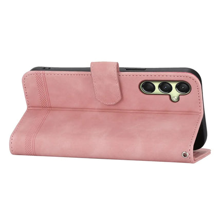 DIERFENG DF-03 For Samsung Galaxy A36 5G Leather Case Lines Imprint Wallet Phone Cover