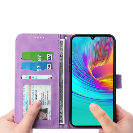 DIERFENG DF-03 For Samsung Galaxy A36 5G Leather Case Lines Imprint Wallet Phone Cover