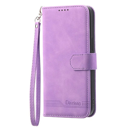 DIERFENG DF-03 For Samsung Galaxy A36 5G Leather Case Lines Imprint Wallet Phone Cover