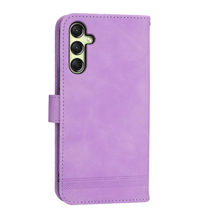DIERFENG DF-03 For Samsung Galaxy A36 5G Leather Case Lines Imprint Wallet Phone Cover