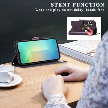 DF-06 For Samsung Galaxy A36 5G Phone Case Line Imprint Leather Wallet Cover